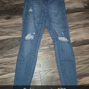 Fashion Nova Blue Ripped Skinny Jeans